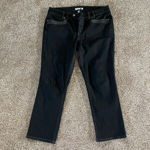 White House Black Market Black Flared Jeans with Threaded Embellishments